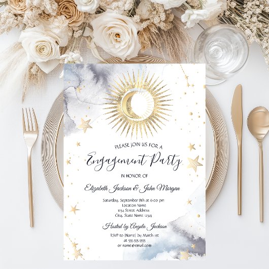 Celestial Sun, Moon, Sterne Einladung