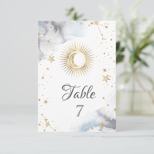 Celestial Sun, Moon, Sterne Einladung (Stehend Vorderseite)