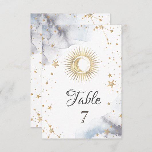 Celestial Sun, Moon, Sterne Einladung (Vorne/Hinten)