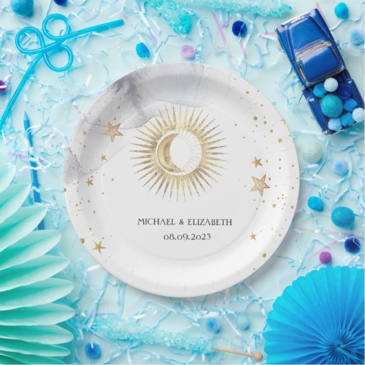 Celestial Sun, Moon, Sterne Pappteller (Party)
