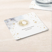 Celestial Sun, Moon, Sterne Rechteckiger Pappuntersetzer (angewinkelt)