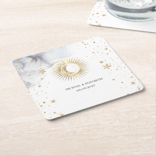 Celestial Sun, Moon, Sterne Rechteckiger Pappuntersetzer (angewinkelt)