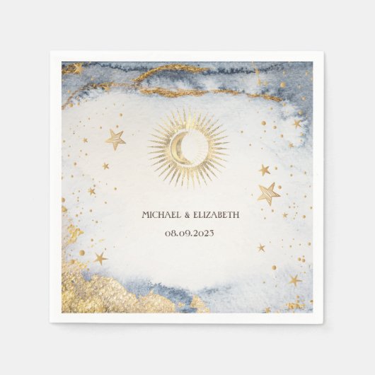 Celestial Sun, Moon, Sterne Serviette (Vorderseite)