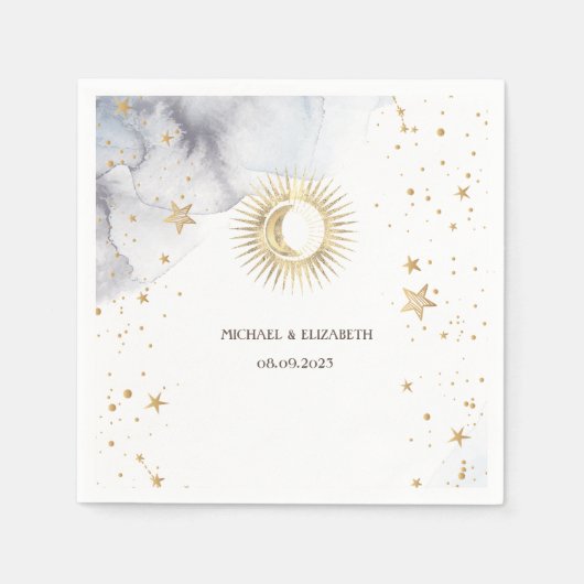 Celestial Sun, Moon, Sterne Serviette (Vorderseite)