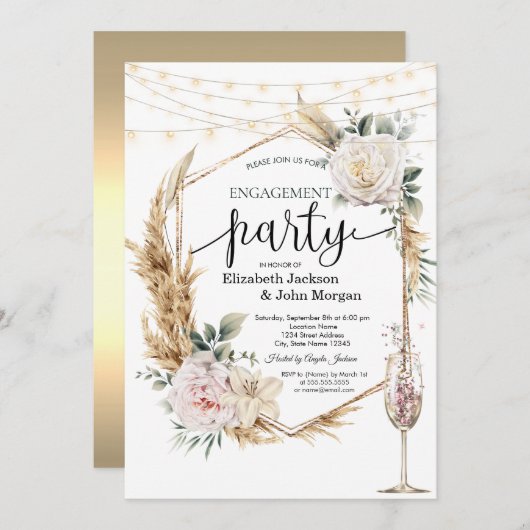 Celestial Sun, Moon, Sterne-Verlobung Einladung (Vorne/Hinten)