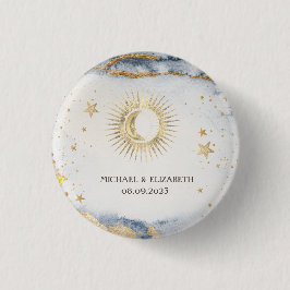 Celestial Sun, Moon, Sternenwasserfarbe Button