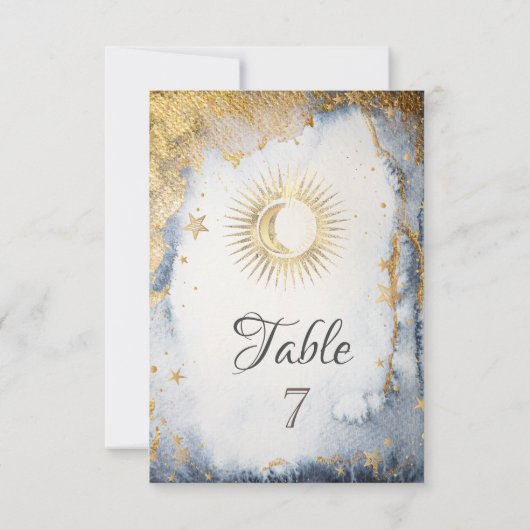 Celestial Sun, Moon, Sternenwasserfarbe Einladung (Rückseite)