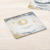 Celestial Sun, Moon, Sternenwasserfarbe Rechteckiger Pappuntersetzer (angewinkelt)