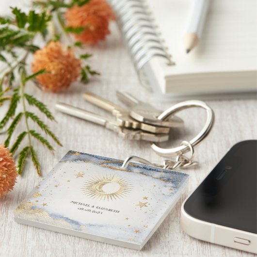 Celestial Sun, Moon, Sternenwasserfarbe Schlüsselanhänger (Vorderseite rechts)