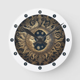 Celestial Sun Moon Wall Clock Runde Wanduhr