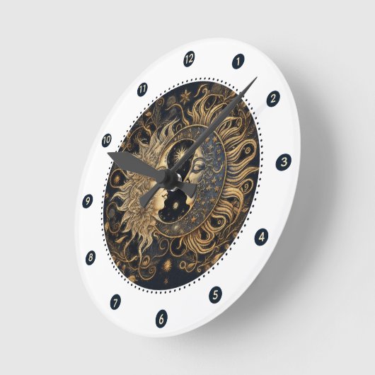 Celestial Sun Moon Wall Clock Runde Wanduhr (Winkel)