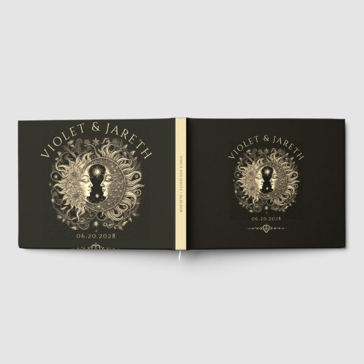 Celestial Sun Moon Wedding Guest Book Gästebuch (Voll)
