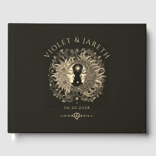 Celestial Sun Moon Wedding Guest Book Gästebuch (Vorderseite)