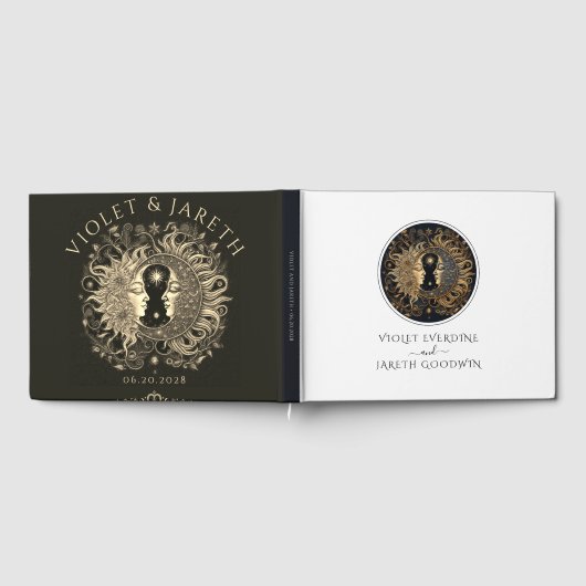 Celestial Sun Moon Wedding Guest Book Gästebuch (Voll)