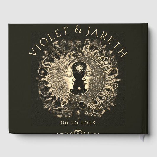 Celestial Sun Moon Wedding Guest Book Gästebuch (Rückseite)