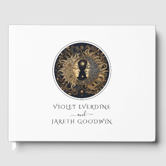 Celestial Sun Moon Wedding Guest Book Gästebuch (Vorderseite)