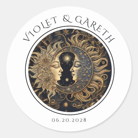 Celestial Sun Moon Wedding Sticker (Vorderseite)