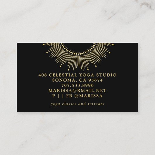 Celestial Sun Moon Yoga Instructor Business Card Visitenkarte (Rückseite)