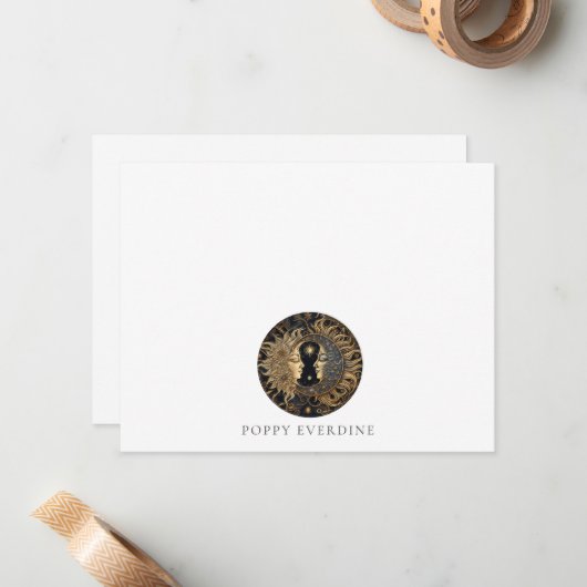 Celestial Sun Moons Name Mitteilungskarte (Vorderseite/Rückseite Beispiel)