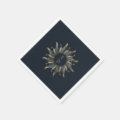 Celestial Sun Navy Golden Mystical Serviette (Ecke)