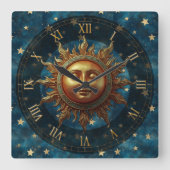 Celestial Sun Quadratische Wanduhr (Vorderseite)