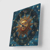 Celestial Sun Quadratische Wanduhr (Winkel)