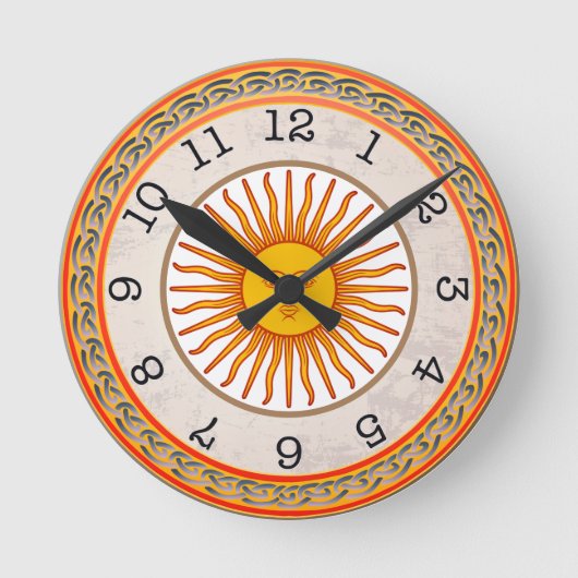 Celestial Sun Round Wall Clock Runde Wanduhr (Vorderseite)