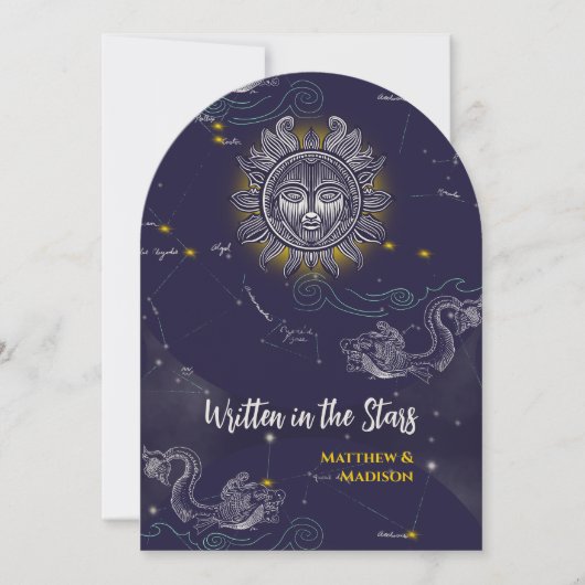 Celestial Sun Star Map Dark Blue Engagement Party Einladung (Vorderseite)