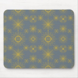 Celestial Sun Stars Dusty Blue Mousepad