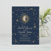 Celestial Sun Stars Galaxy Bridal Shower  Einladung (Stehend Vorderseite)