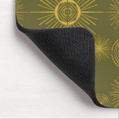 Celestial Sun Stars Olive Green Mousepad (Ecke)