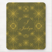 Celestial Sun Stars Olive Green Mousepad (Vorne)