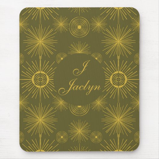 Celestial Sun Stars Olive Green Mousepad (Vorne)