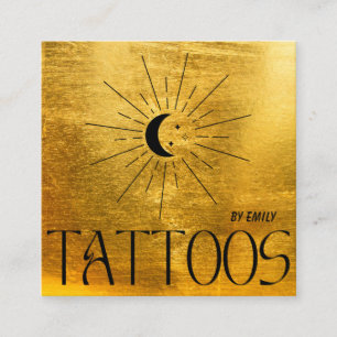 Celestial Sun Tattoo Salon Gold Metall Quadratische Visitenkarte