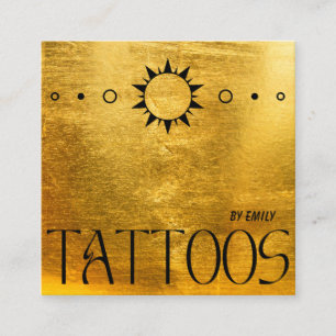 Celestial Sun Tattoo Salon Gold Metall Quadratische Visitenkarte