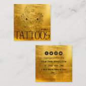Celestial Sun Tattoo Salon Gold Metall Quadratische Visitenkarte (Vorne/Hinten)
