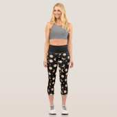 Celestial Sun und Moon Gold auf schwarzem Muster Capri Leggings (Vorderseite)