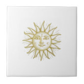 Celestial Sun with Face Gold and White Fliese (Vorderseite)