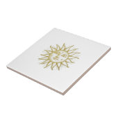 Celestial Sun with Face Gold and White Fliese (Seite)
