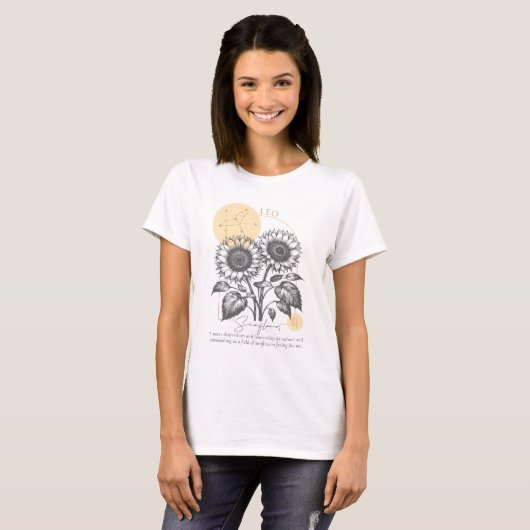 'Celestial Sunflower' Leo T-Shirt (Vorne ganz)