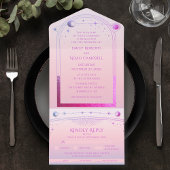 Celestial Sunset Pink Sun Moon Star Hochzeit All In One Einladung