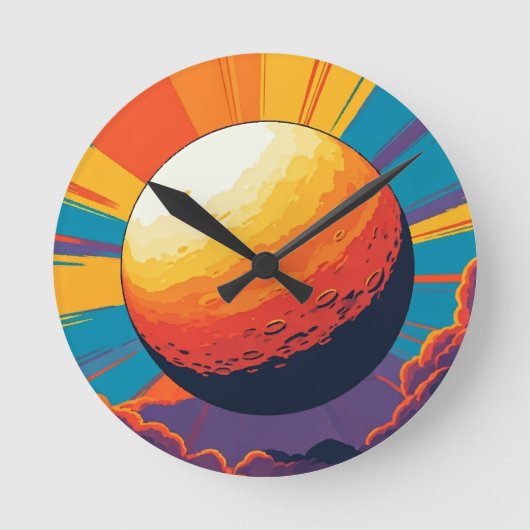 Celestial Sunset Wall Clock Runde Wanduhr (Vorderseite)