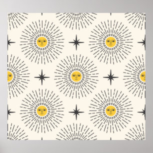 Celestial Sunshine Vintag Pattern Poster