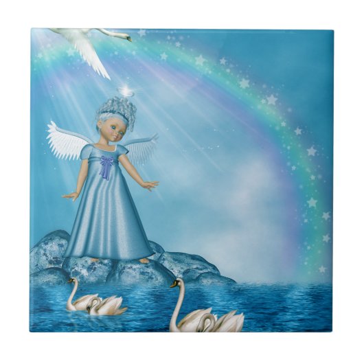 Celestial Swan Guardian Fliese (Vorderseite)