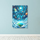 Celestial Swing: Dreaming Above Earth Print Leinwanddruck (Insitu (Holzboden))