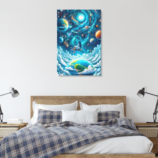 Celestial Swing: Dreaming Above Earth Print Leinwanddruck (Insitu (Schlafzimmer))