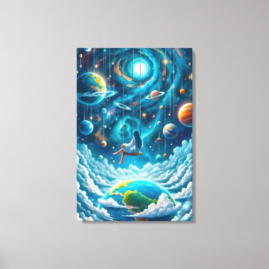 Celestial Swing: Dreaming Above Earth Print Leinwanddruck (Vorderseite)
