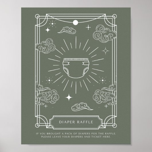 Celestial Tarot Babydusche Windeln Raffle Schild (Vorne)