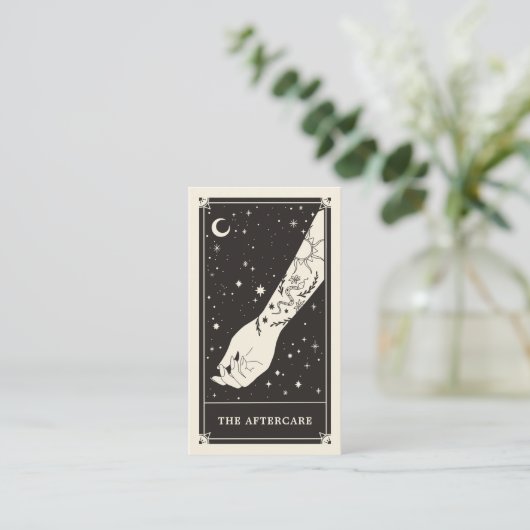 Celestial Tarot Black Tattoo Nachsorgekarte Visitenkarte (Stehend Vorderseite)