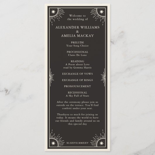 Celestial Tarot Boho Hochzeitsfeier Programm (Vorderseite)